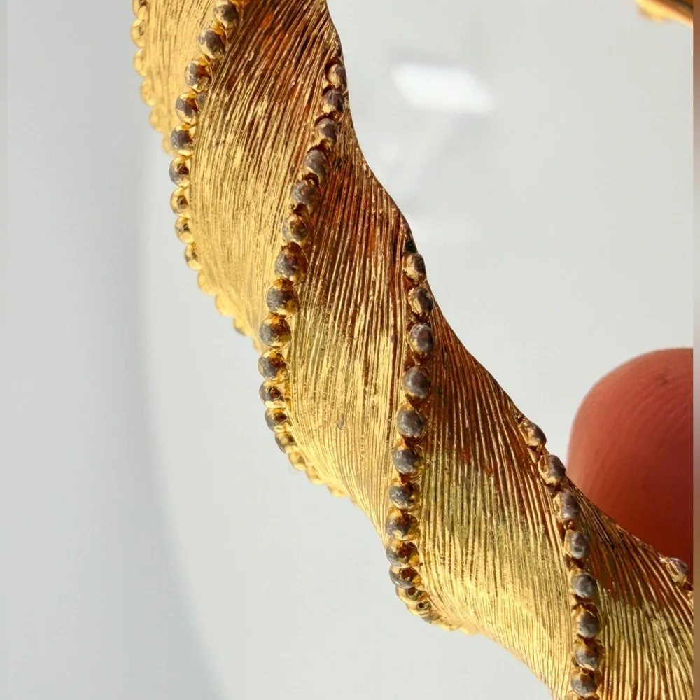 Vintage Monet textured gold bangle bracelet 1960-1970s